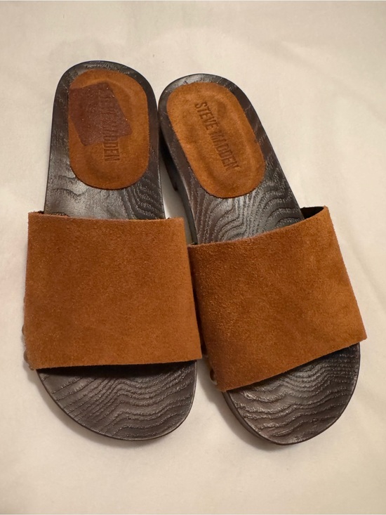 Steve Madden Shoes - Steve Madden Cognac Suede Slide Sandals